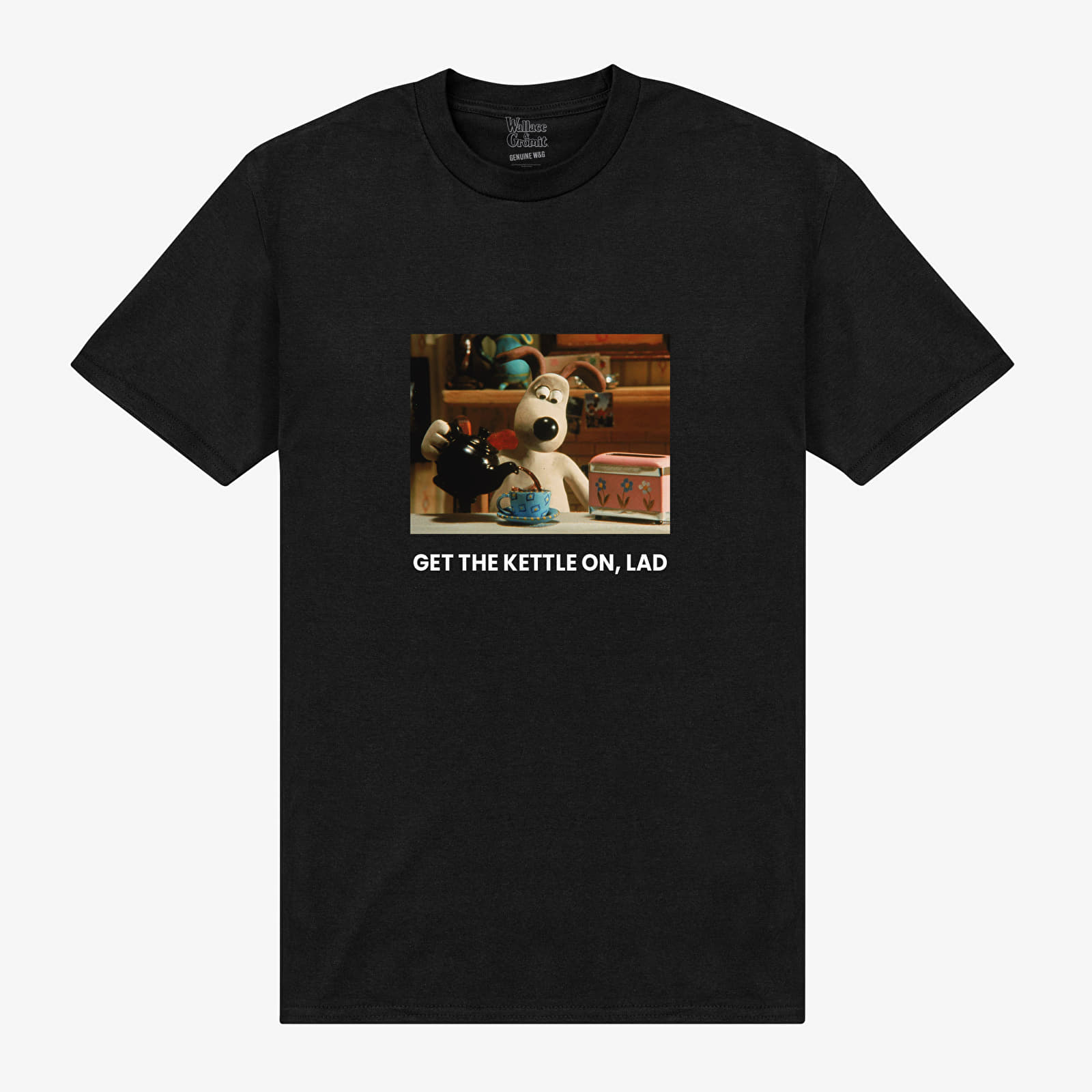 T-shirts Merch WALLANCE AND GROMIT - get-the-kettle-on-lad-gromit Unisex T-Shirt Black