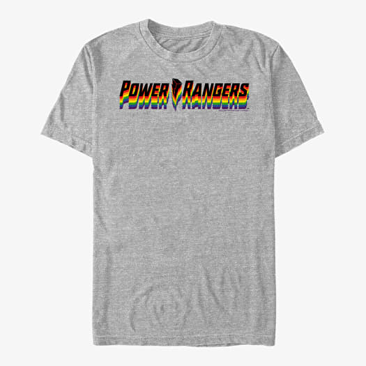 T-shirt Merch Hasbro Vault Power Rangers - Power Ranger Rainbow Stacked Unisex T-Shirt Heather Grey