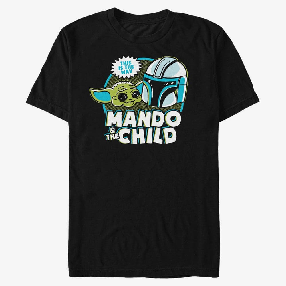 Tričká Merch Star Wars: The Mandalorian - Satruday Cartoon Unisex T-Shirt Black