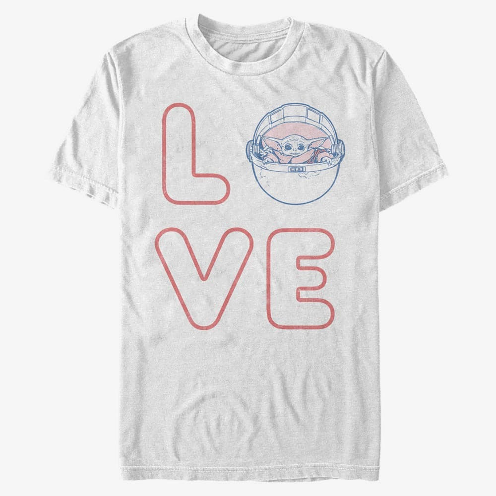 Tričká Merch Star Wars: The Mandalorian - LOVE STACKED Unisex T-Shirt White