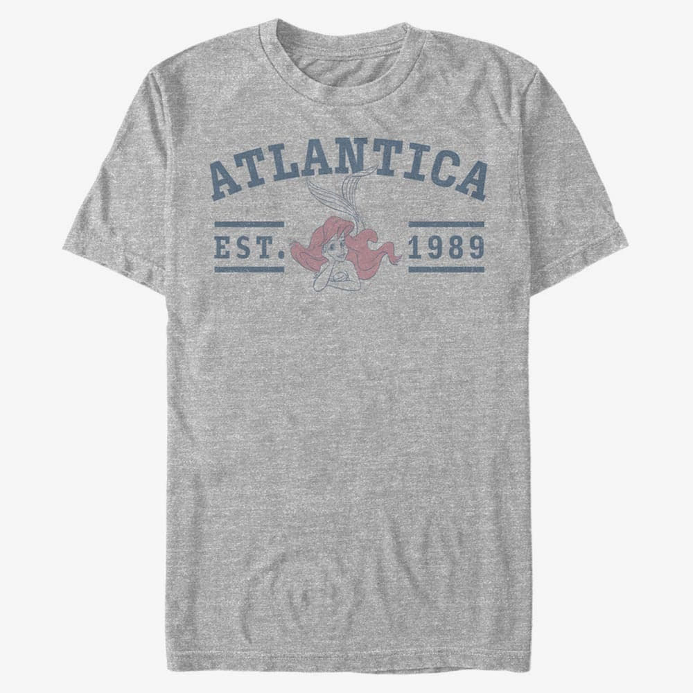 Tričká Merch Disney The Little Mermaid - Atlantis College Unisex T-Shirt Heather Grey