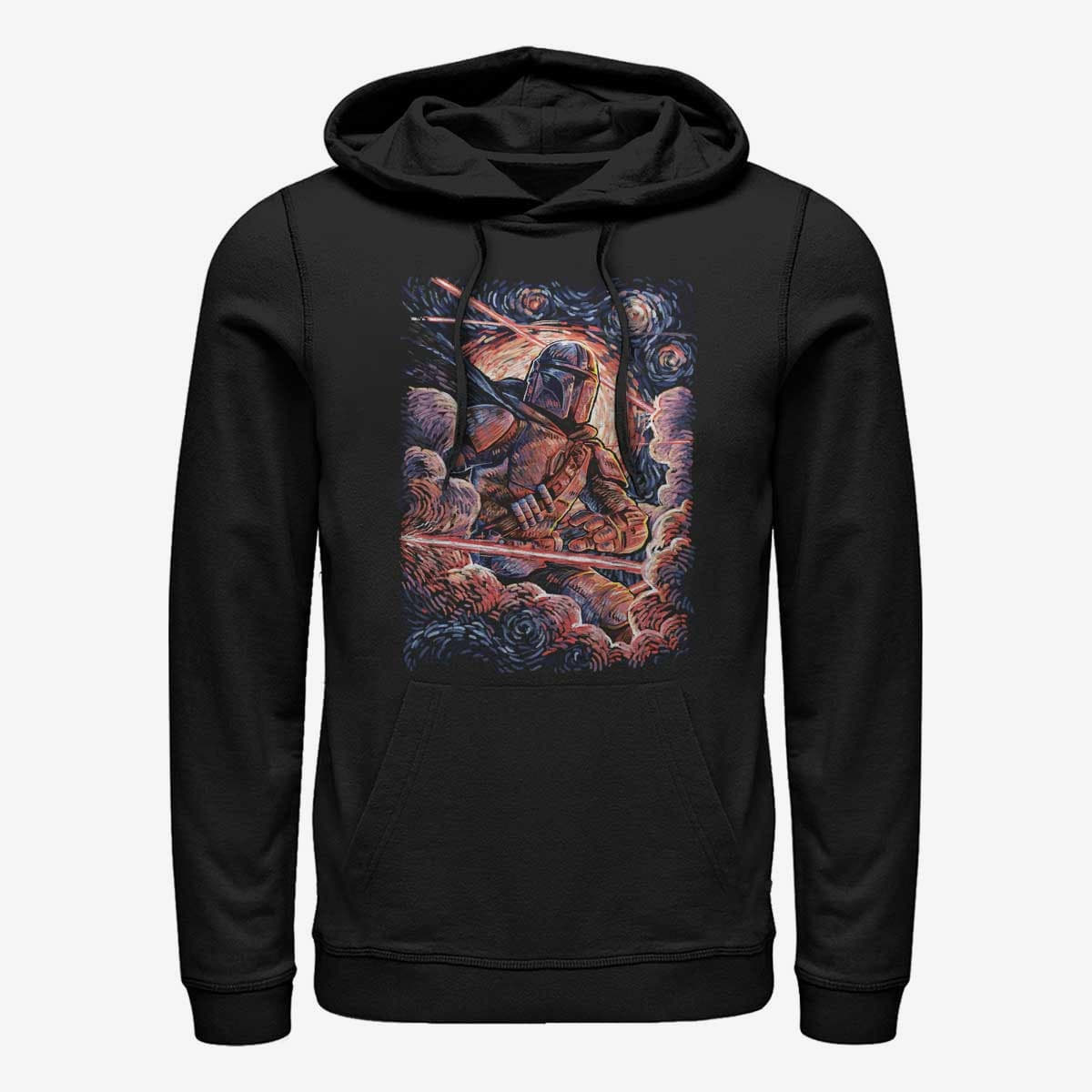 Mikiny Merch Star Wars: The Mandalorian - Mando Painted Starries Unisex Hoodie Black