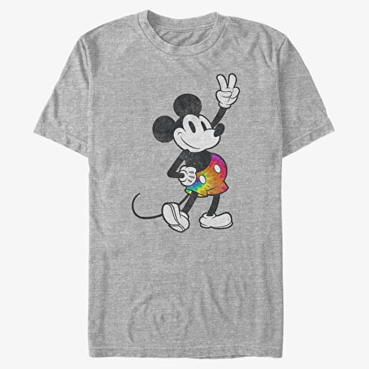 T-shirt Merch Disney Classics Mickey Classic - Tie Dye Mickey Stroked Unisex T-Shirt Heather Grey