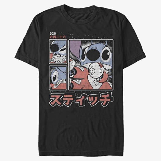 T-shirt Merch Disney Classics Lilo & Stitch - Stitch Kanji Unisex T-Shirt Black