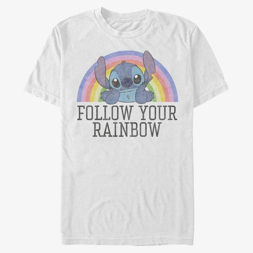 Tričká Merch Disney Classics Lilo & Stitch - STITCH RAINBOW Unisex T-Shirt White