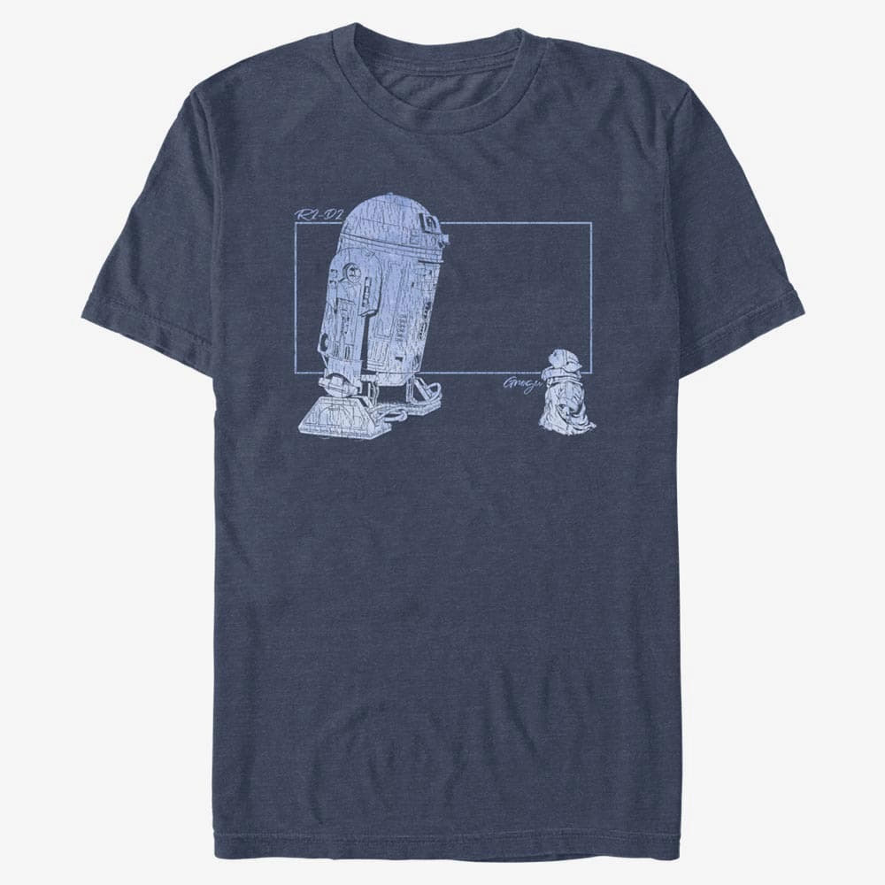 Magliette Merch Star Wars: The Mandalorian - GROGU R2 VINTAGE Unisex T-Shirt Vintage Heather Navy