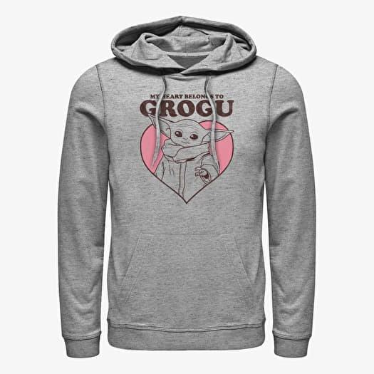 Sweatshirt Merch Star Wars: The Mandalorian - MY HEART BELONGS TO GROGU Unisex Hoodie Heather Grey