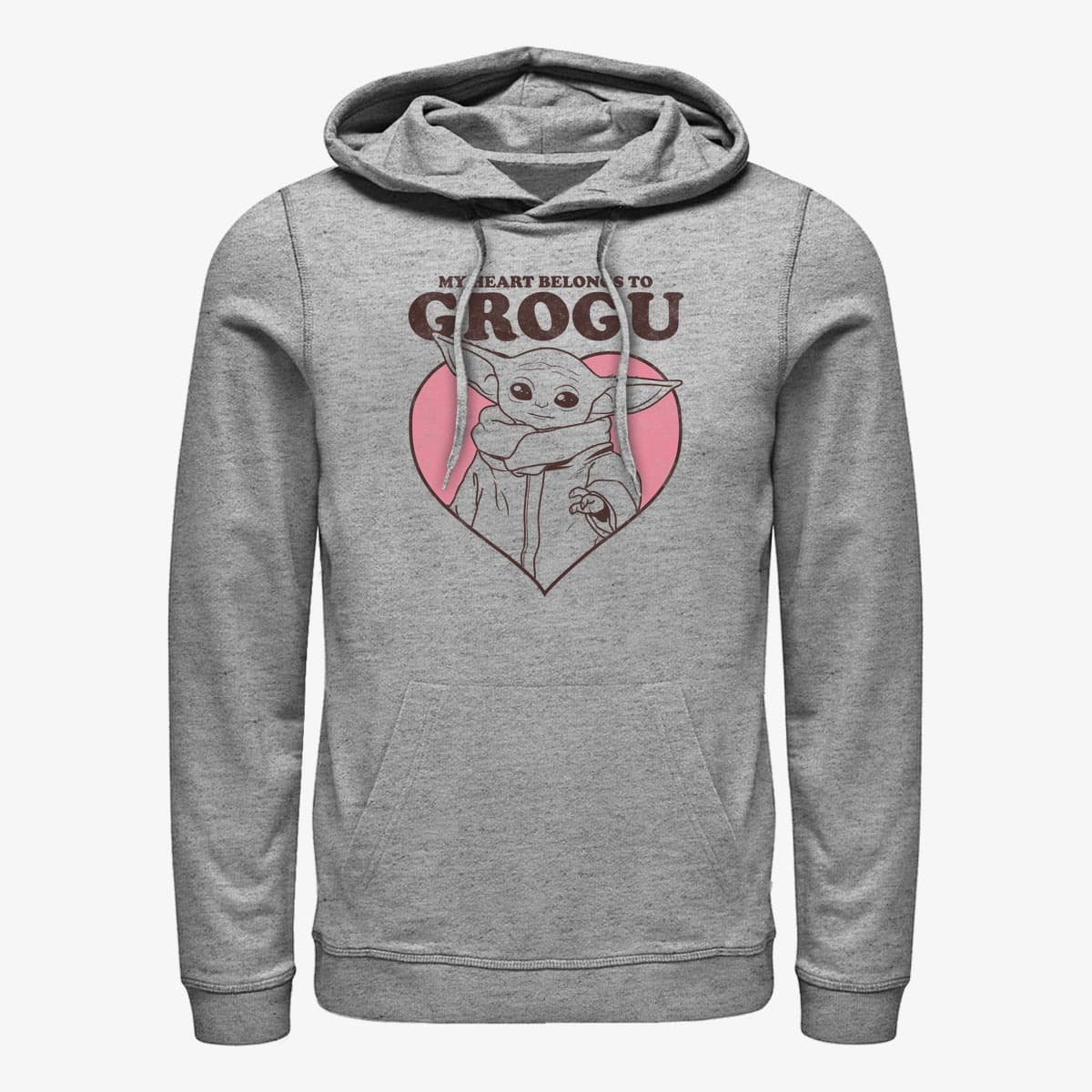 Суичърти Merch Star Wars: The Mandalorian - MY HEART BELONGS TO GROGU Unisex Hoodie Heather Grey