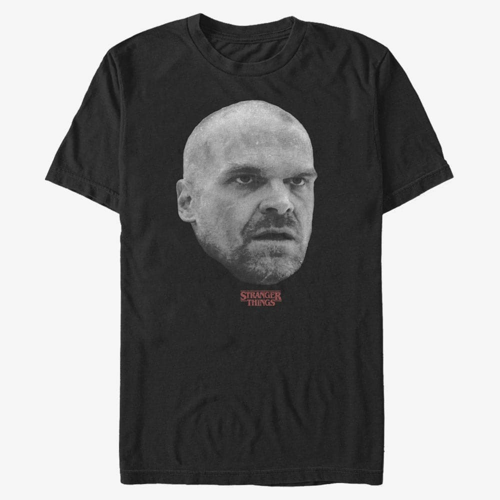 Tričká Merch Netflix Stranger Things - Hopper Head Unisex T-Shirt Black