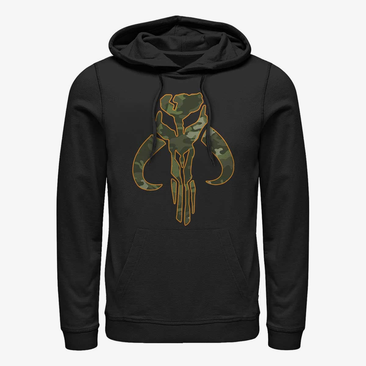 Mikiny Merch Star Wars: The Mandalorian - Camo Mando Unisex Hoodie Black