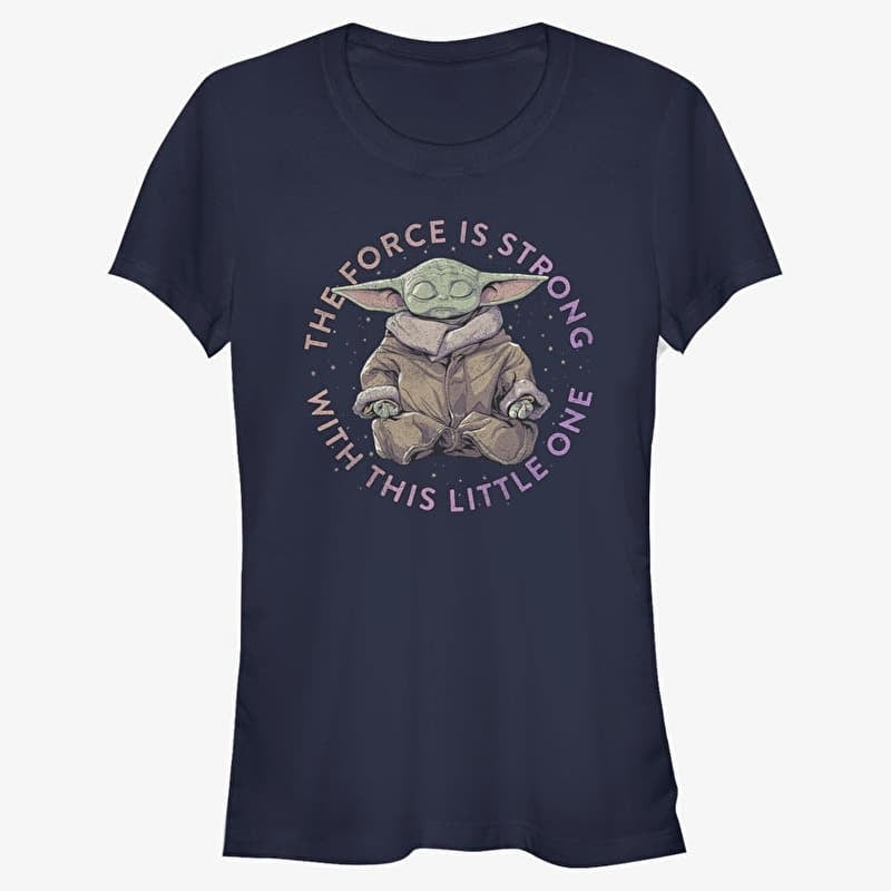 T-shirt Merch Star Wars: The Mandalorian - Grogu Force Women's T-Shirt Navy Blue