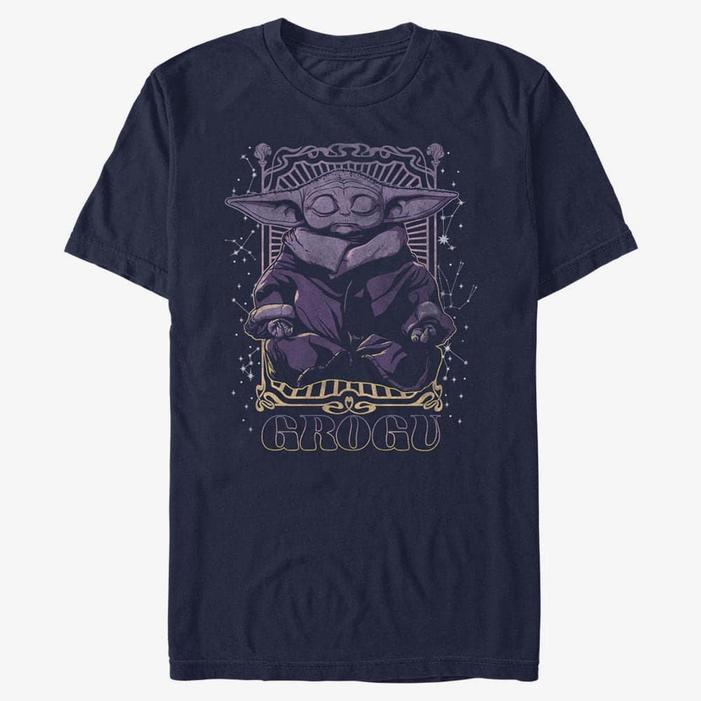 Tričká Merch Star Wars: The Mandalorian - Grogu Meditation Unisex T-Shirt Navy Blue