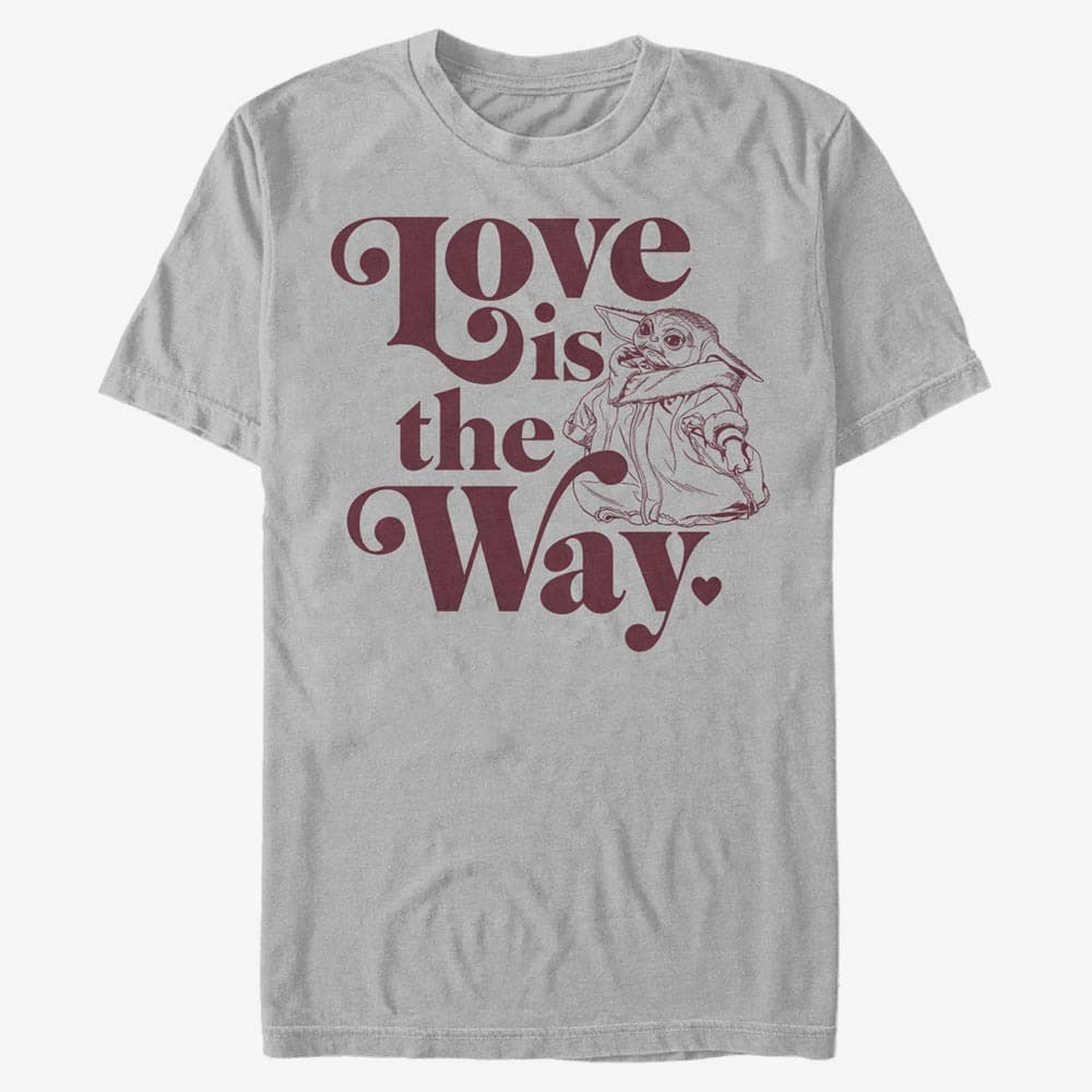 Tričká Merch Star Wars: The Mandalorian - Love Is Grogu Unisex T-Shirt Ash Grey