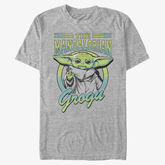 T-shirt Merch Star Wars: The Mandalorian - Grogu Collegiate Unisex T-Shirt Heather Grey