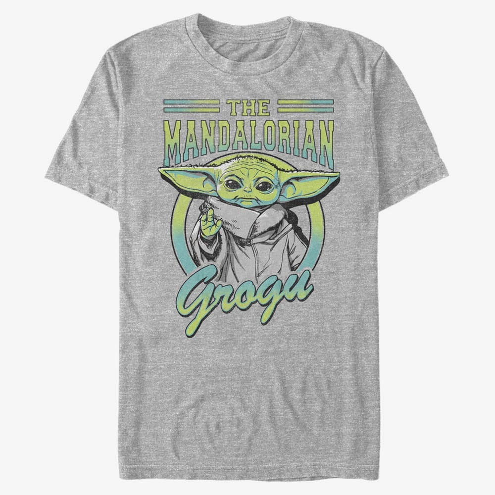 Tričká Merch Star Wars: The Mandalorian - Grogu Collegiate Unisex T-Shirt Heather Grey