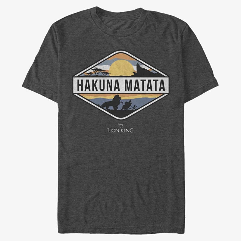 T-shirt Merch Disney The Lion King - Hakuna Matata Emblem Unisex T-Shirt Dark Heather Grey