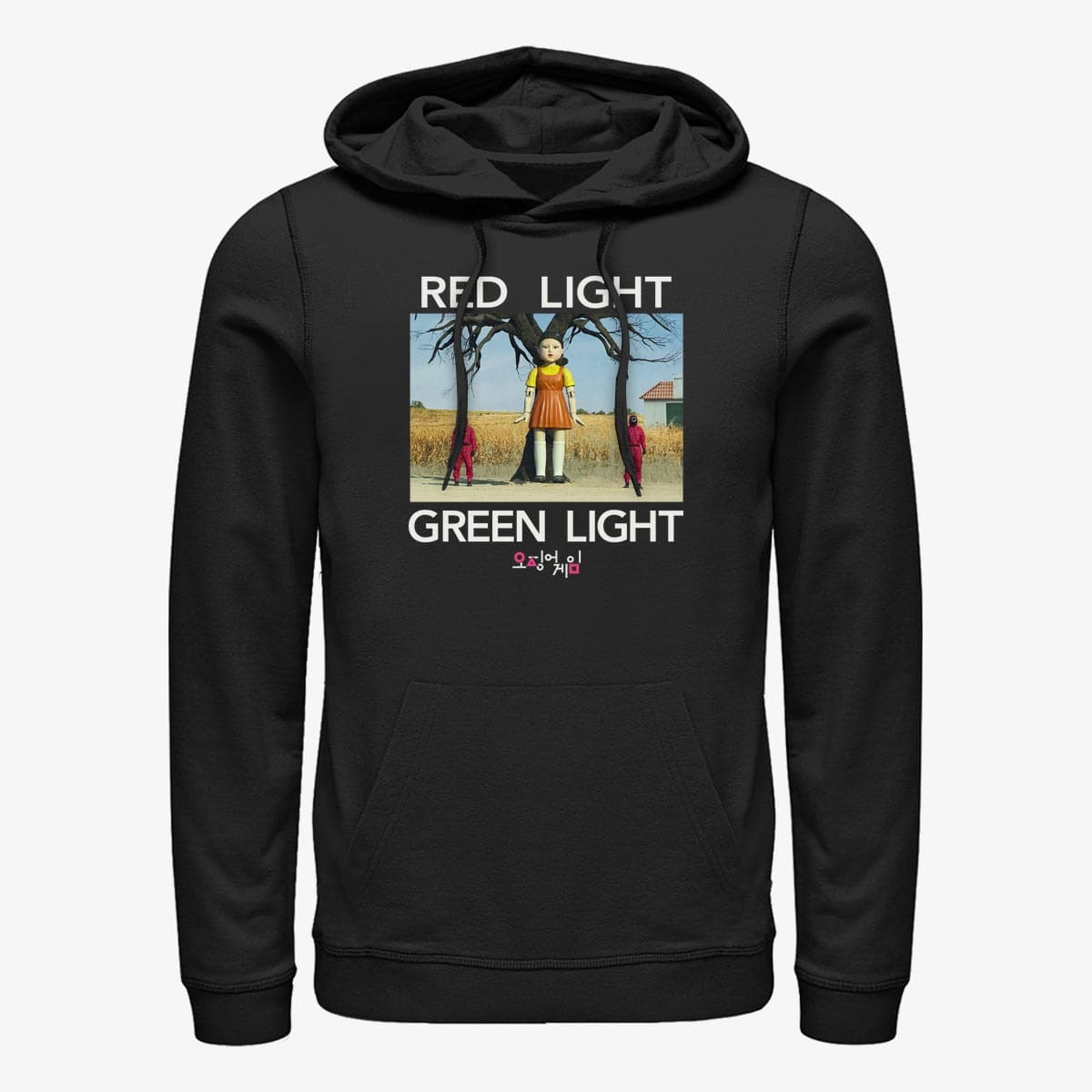Mikiny Merch Netflix Squid Game - Red Light Green Light Unisex Hoodie Black