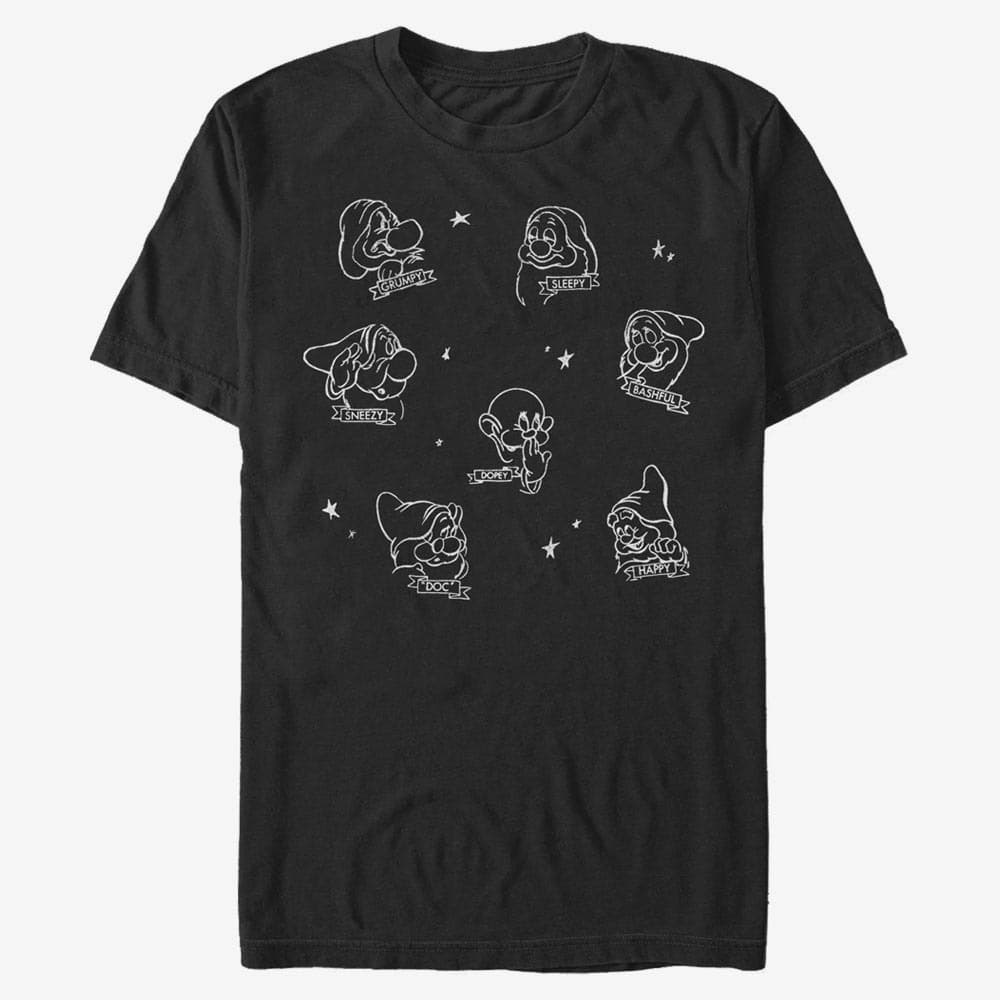 Tričká Merch Disney Snow White - Many Dwarves Unisex T-Shirt Black