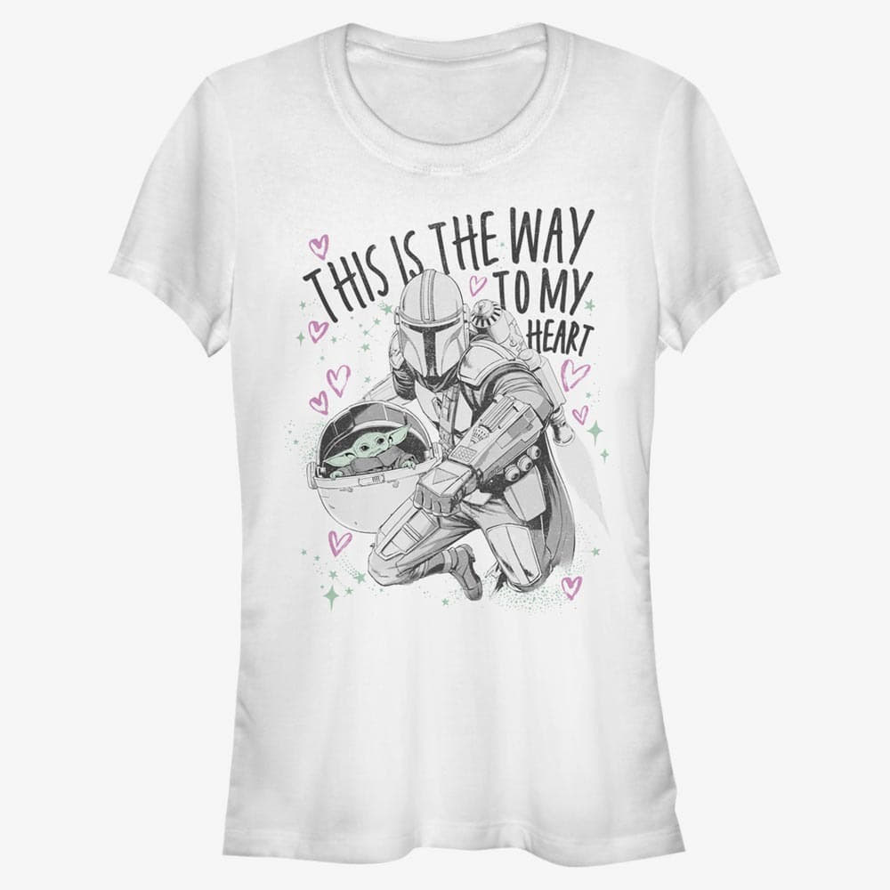 Tričká Merch Star Wars: The Mandalorian - Way to My Heart Women's T-Shirt White