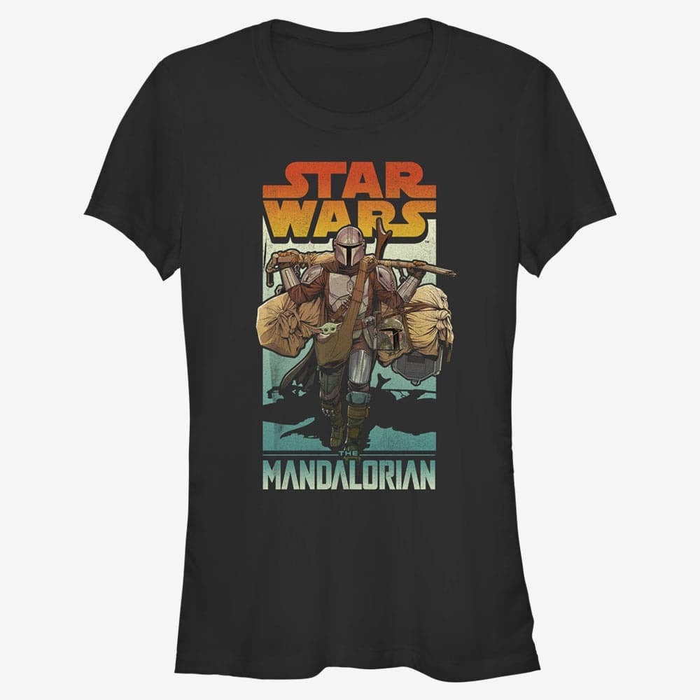 Tričká Merch Star Wars: The Mandalorian - Mando on Foot Women's T-Shirt Black