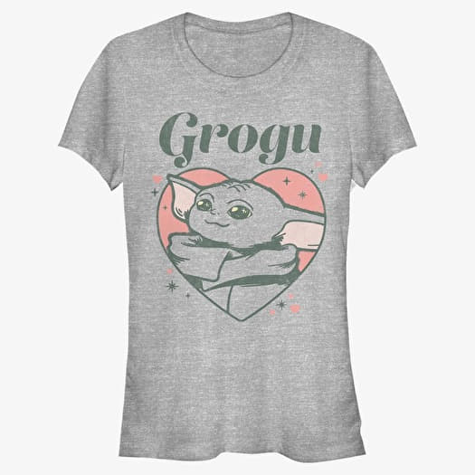 Merch Star Wars: The Mandalorian - GROGU HEART Women's T-Shirt Heather Grey