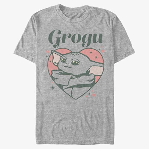 Merch Star Wars: The Mandalorian - GROGU HEART Unisex T-Shirt Heather Grey