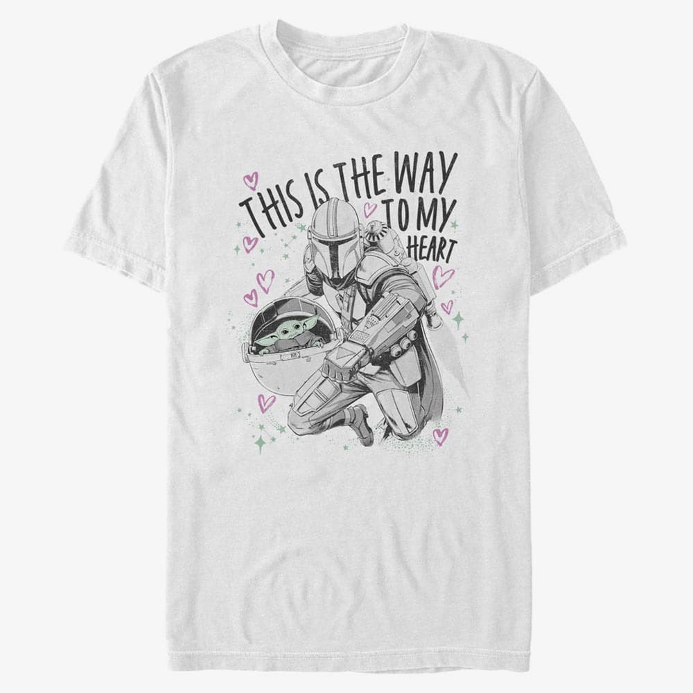 Tričká Merch Star Wars: The Mandalorian - Way to My Heart Unisex T-Shirt White