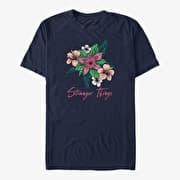 Merch Netflix Stranger Things - Floral Things Unisex T-Shirt Navy Blue