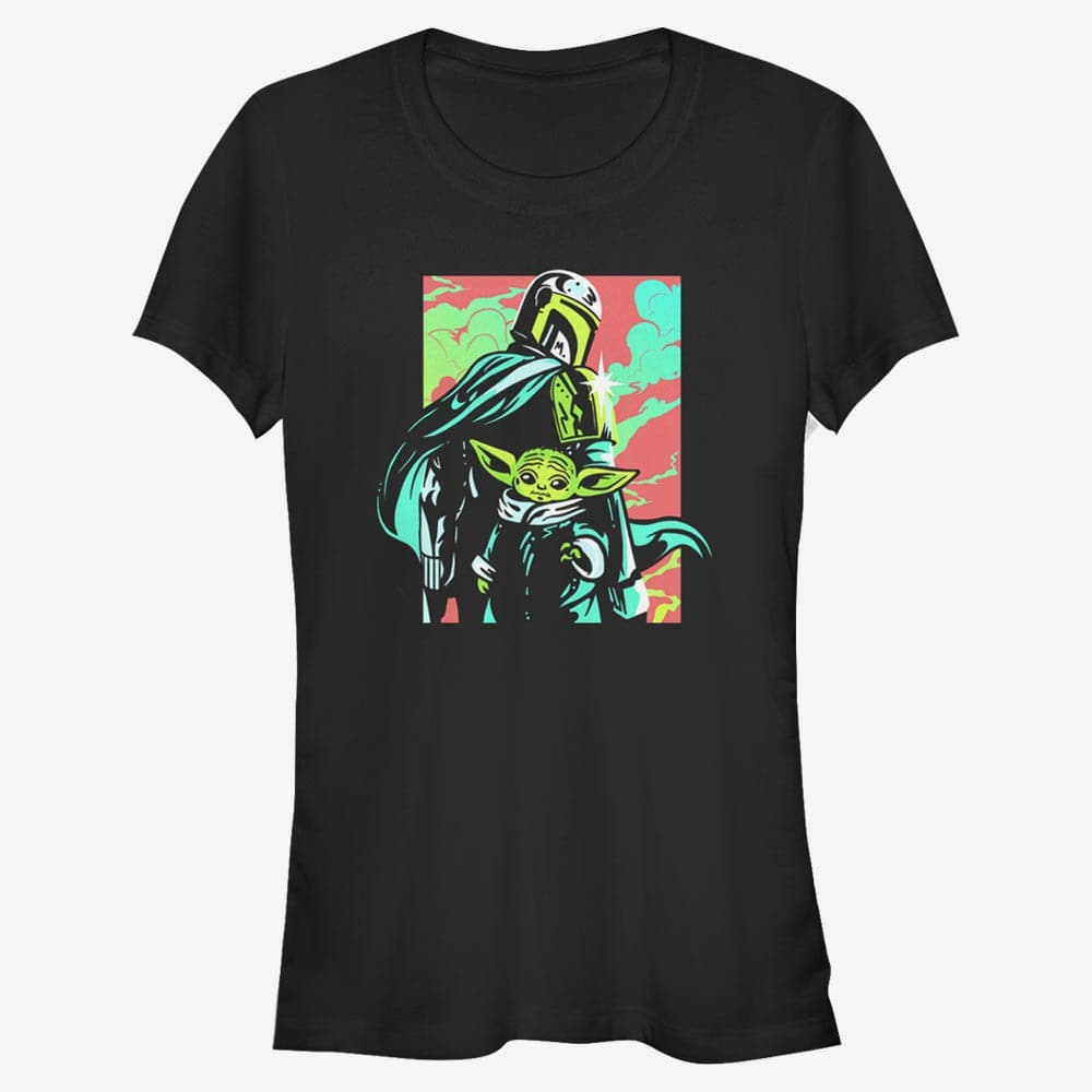 Tričká Merch Star Wars: The Mandalorian - Neon Mando Women's T-Shirt Black