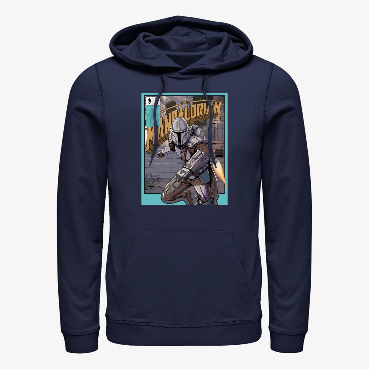 Oblečenie Merch Star Wars: The Mandalorian - Mandalorian Flight Poster Unisex Hoodie Navy Blue