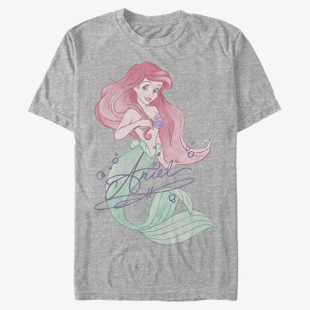 Tričká Merch Disney The Little Mermaid - Signed Ariel Unisex T-Shirt Heather Grey