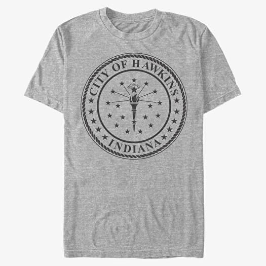 Majica Merch Netflix Stranger Things - Hawkins City Seal Unisex T-Shirt Heather Grey