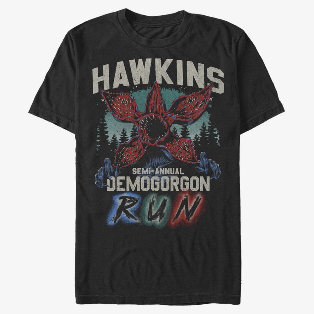 majice kratkih rukava Merch Netflix Stranger Things - Hawkins Runner Unisex T-Shirt Black