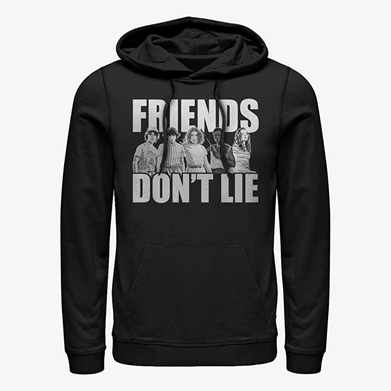 Sweatshirt Merch Netflix Stranger Things - Cast Friends Don't Lie Unisex Hoodie Black