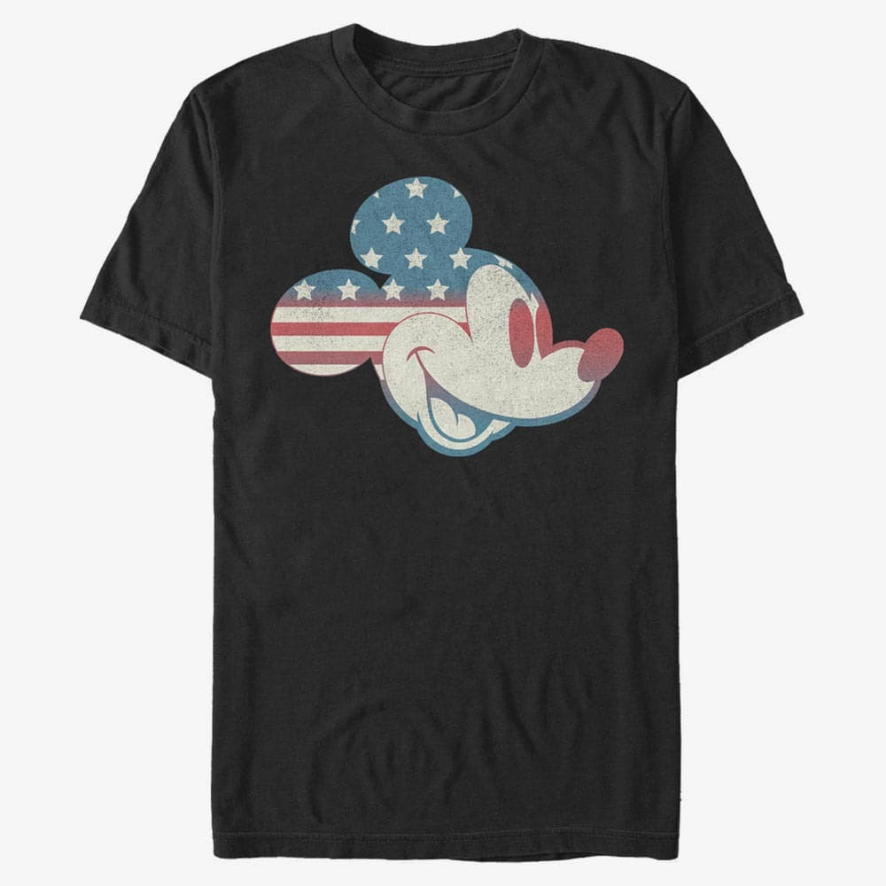Marškinėliai Merch Disney Classic Mickey - Mickey Americana Flag Fill Unisex T-Shirt Black