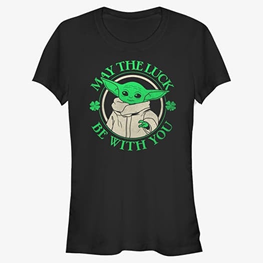 Marškinėliai Merch Star Wars: Mandalorian - Luck Of The Grogu Women's T-Shirt Black