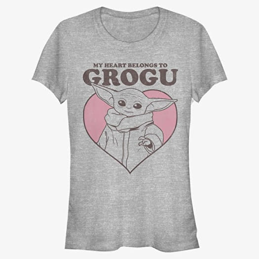 T-shirt Merch Star Wars: The Mandalorian - MY HEART BELONGS TO GROGU Women's T-Shirt Heather Grey