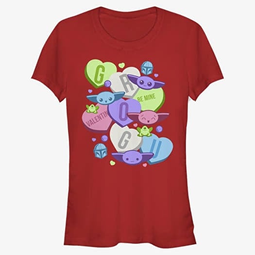 T-shirt Merch Star Wars: The Mandalorian - Grogu Hearts Women's T-Shirt Red