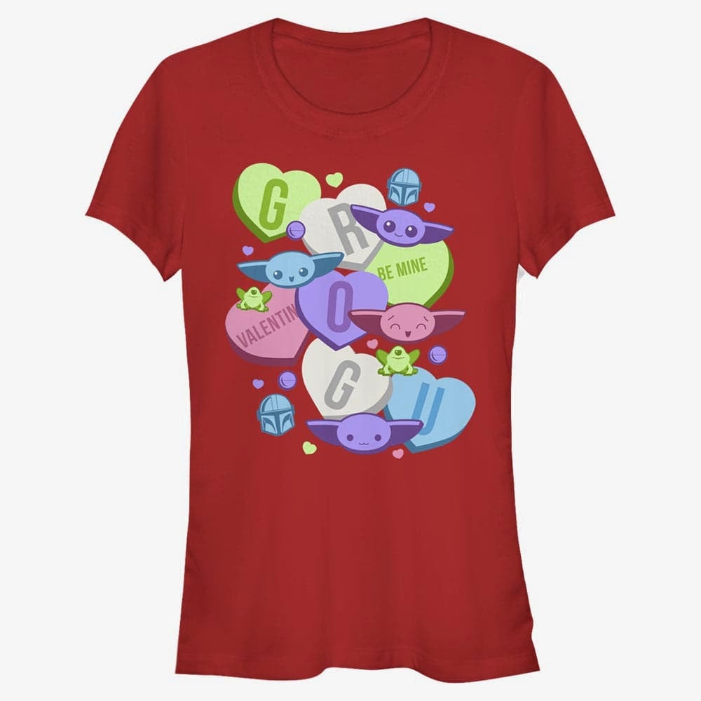 T-shirts Merch Star Wars: The Mandalorian - Grogu Hearts Women's T-Shirt Red