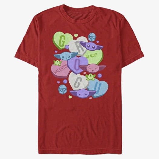 T-särk Merch Star Wars: The Mandalorian - Grogu Hearts Unisex T-Shirt Red