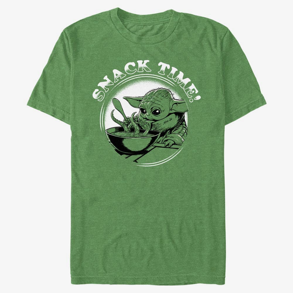 Tričká Merch Star Wars: The Mandalorian - Snack Time Unisex T-Shirt Retro Heather Green