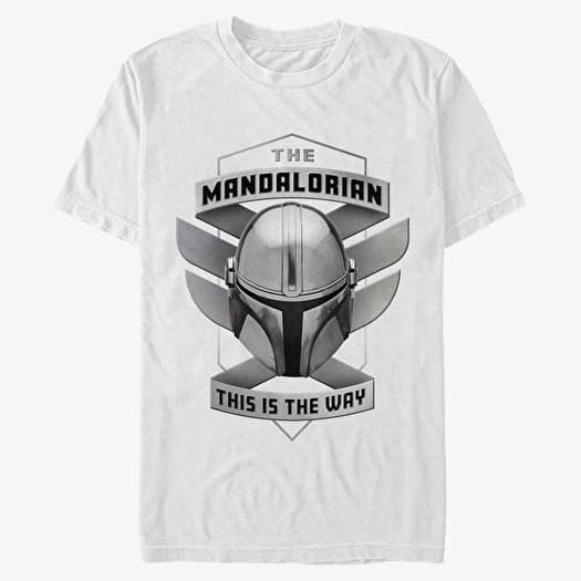 Majica Merch Star Wars: The Mandalorian - Mando Helmet lite Unisex T-Shirt White
