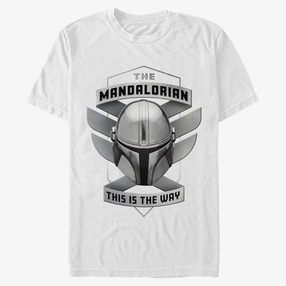 Magliette Merch Star Wars: The Mandalorian - Mando Helmet lite Unisex T-Shirt White