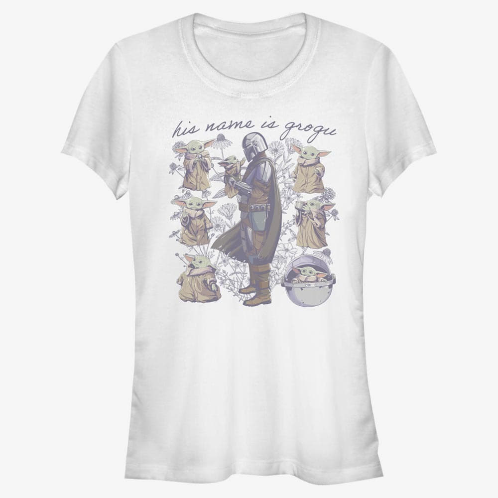 Tričká Merch Star Wars: The Mandalorian - Grogu Floral Women's T-Shirt White