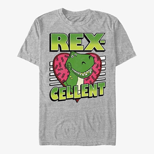 T-paita Merch Disney Toy Story 1-3 - Rexcellent Heart Unisex T-Shirt Heather Grey