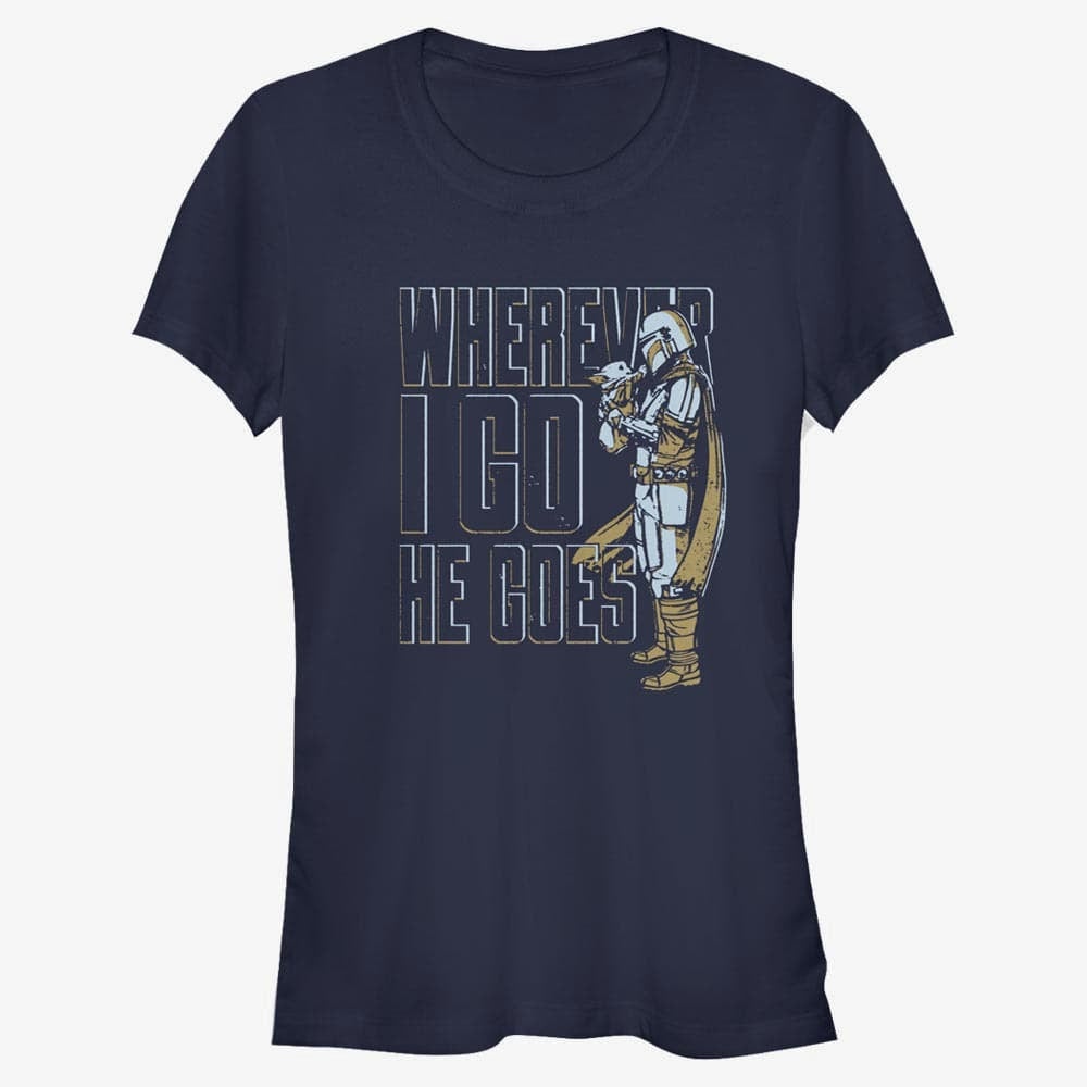 T-särgid Merch Star Wars: Mandalorian - It Follows Women's T-Shirt Navy Blue