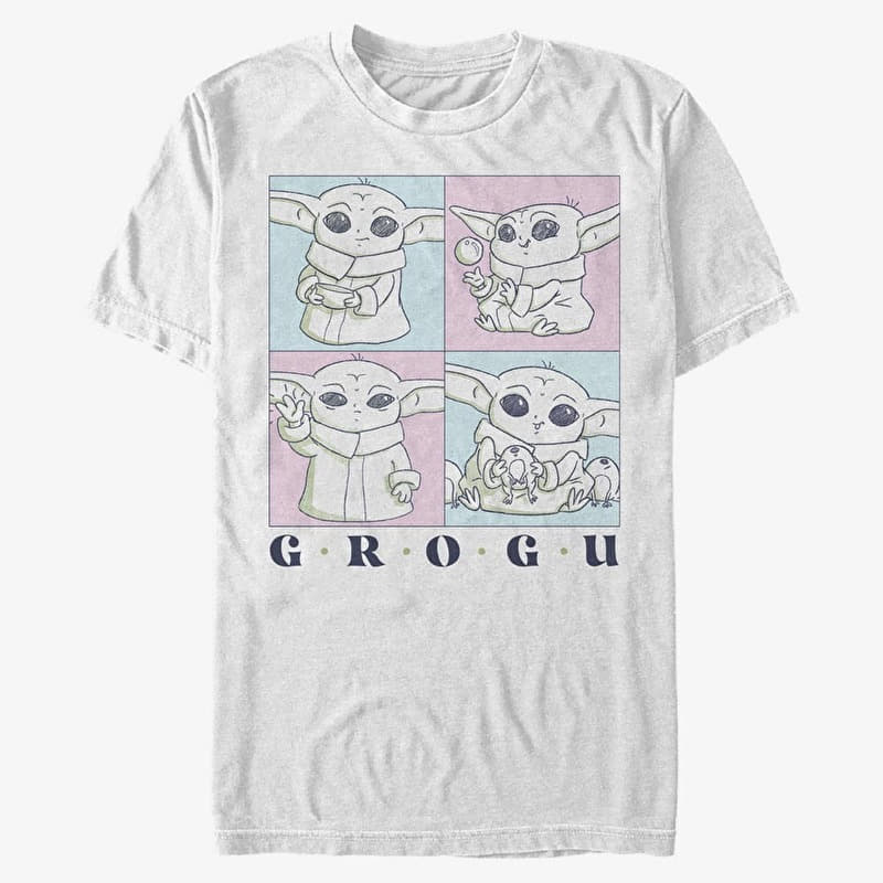 T-shirt Merch Star Wars: The Mandalorian - GROGU CUTE BOXUP Unisex T-Shirt White