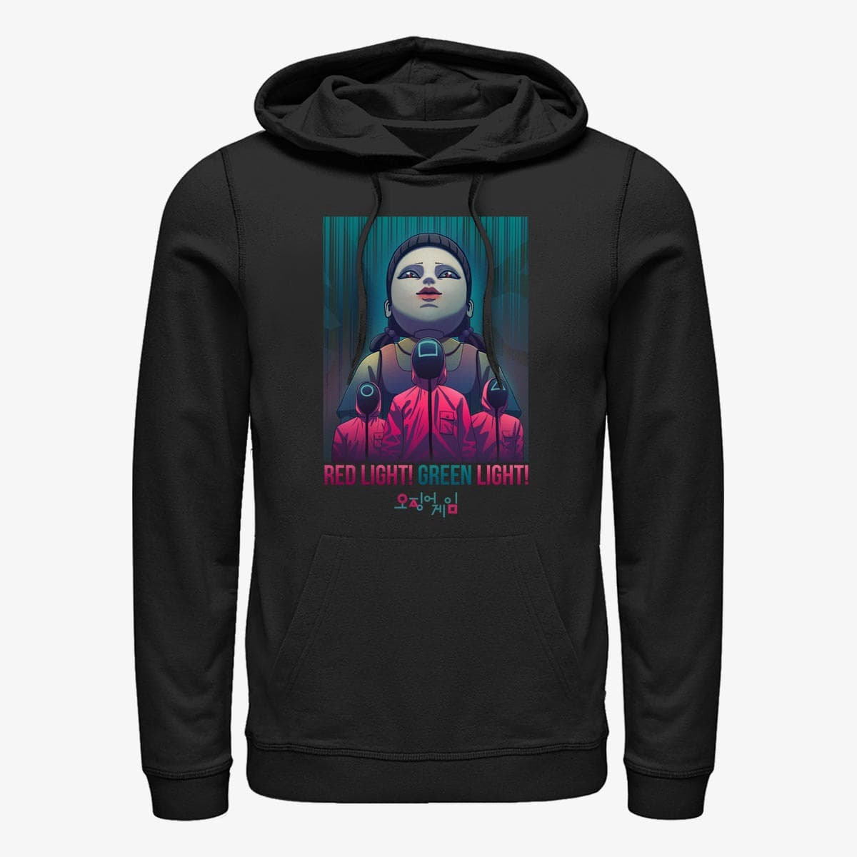 Sweatshirts Merch Netflix Squid Game Red Light eyes Unisex Hoodie Black Queens