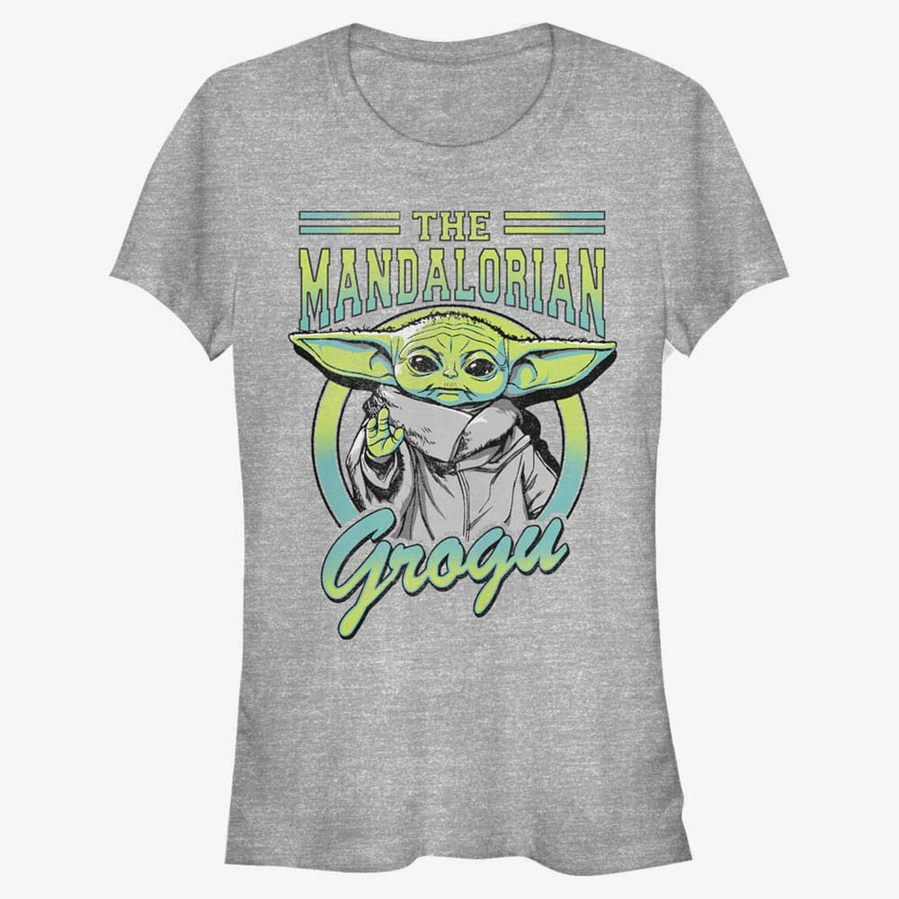 Tričká Merch Star Wars: The Mandalorian - Grogu Collegiate Women's T-Shirt Heather Grey