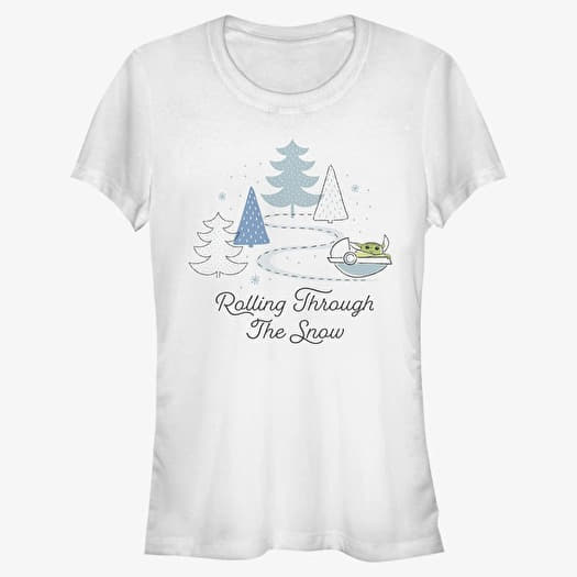 Merch Star Wars: The Mandalorian - Rolling Through the Snow Women's T-Shirt White